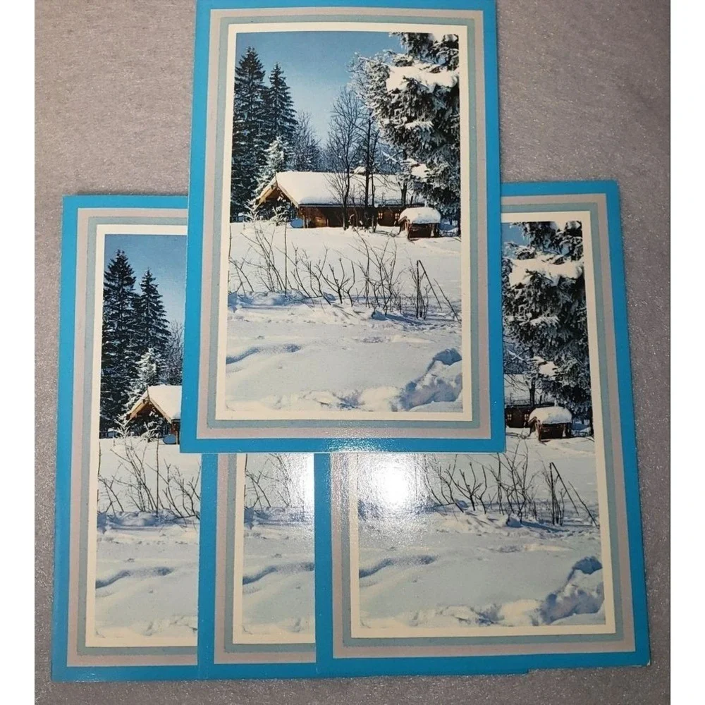 ARTISTS Christmas Cards Adult‎ Set of 25 Blue New Winter Landscape Folded